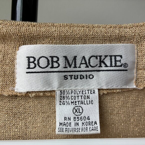 Bob Mackie Vintage Gold Metallic Sleeveless Knit Top - Size XL - Picture 3 of 6